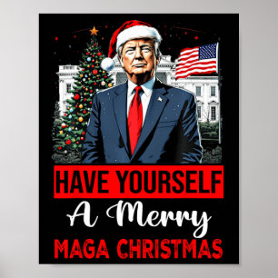 Den vackra jultomtrumpen har dig själv en God jul Poster