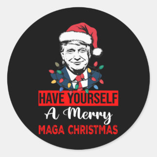 Den vackra jultomtrumpen har dig själv en God jul Runt Klistermärke