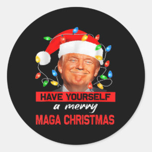 Den vackra jultomtrumpen har dig själv en God jul Runt Klistermärke