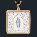 Den vackra katolska Blommigten Mor Guldpläterat Halsband<br><div class="desc">Med en blommigt med elegant vattenfärg och ett format med välsignat Mor är dessa halsband perfekt för flickor och kvinnor som har en hängivenhet för Mary. Hitta matchande objekt i min butik.</div>