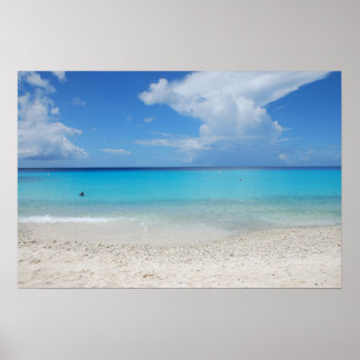 Den vackra Kenepa Grandi-stranden i Curacao Poster