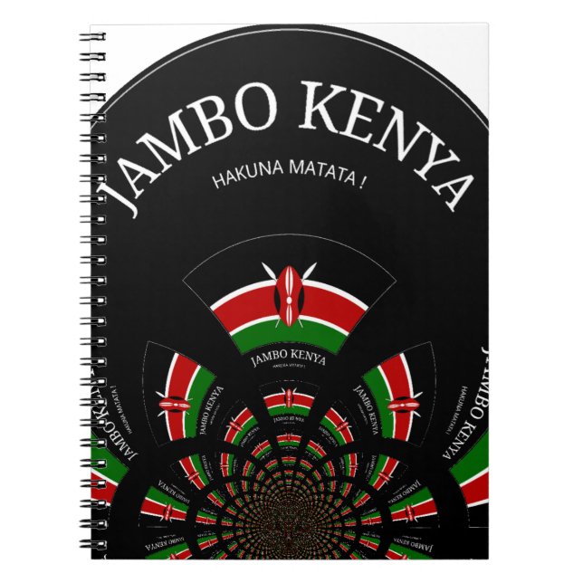 Den vackra Kenya Black Red Grönt Färg Design Flagg Anteckningsbok (Framsidan)
