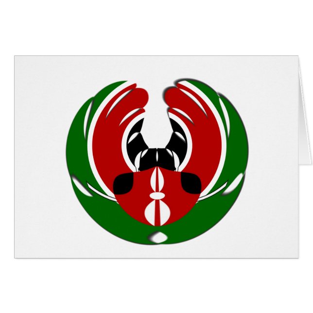 Den vackra Kenya Black Red Grönt Färg Design Flagg Hälsningskort (Framsidan Horizontal)