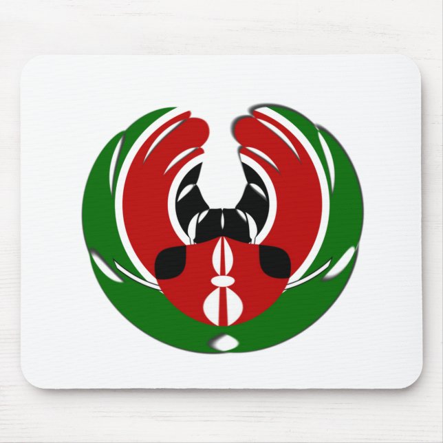 Den vackra Kenya Black Red Grönt Färg Design Flagg Musmatta (Framsidan)
