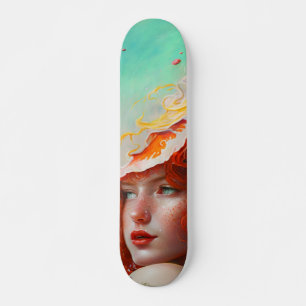 Den vackra konstnärliga Abstrakten Red Har Ginger Mini Skateboard Bräda 18,5 Cm