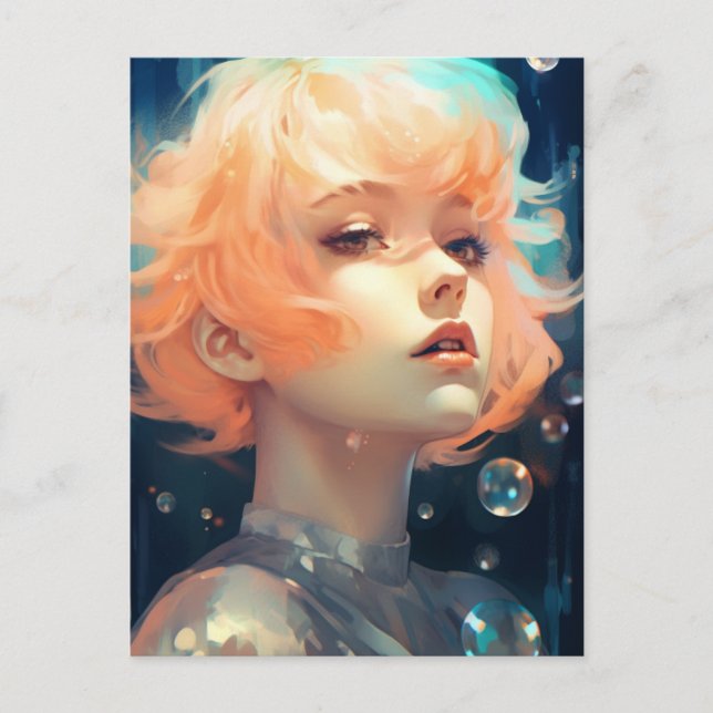 Den vackra kvinnan och Bubbles Vykort (Framsida)