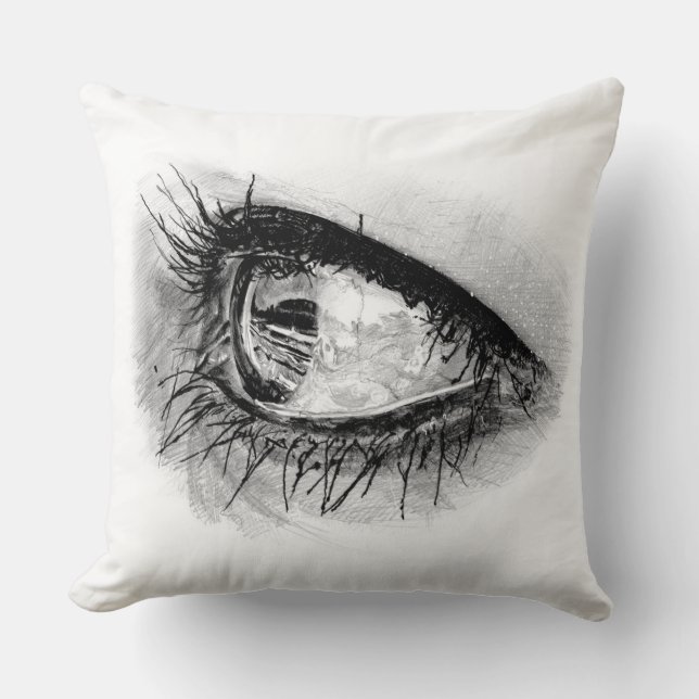 Den vackra kvinnan öga i fullt mascara på kudden kudde (Framsida)