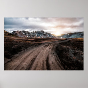 Den vackra Landmanalaugar-grusvägen på h Poster