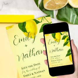 Den vackra Lemon Cute Bright-Gulten Citrus Bröllop Spara Datumet