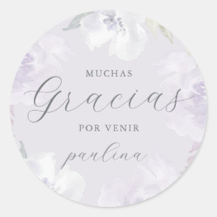Den vackra Lila Blommigten Quinceañera Gracias Nam Runt Klistermärke