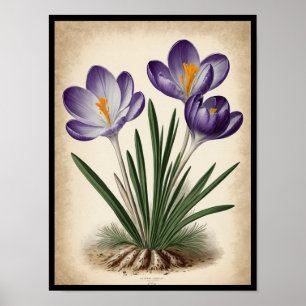 Den vackra Lilan Crocus Sativus Flower Wall Poster