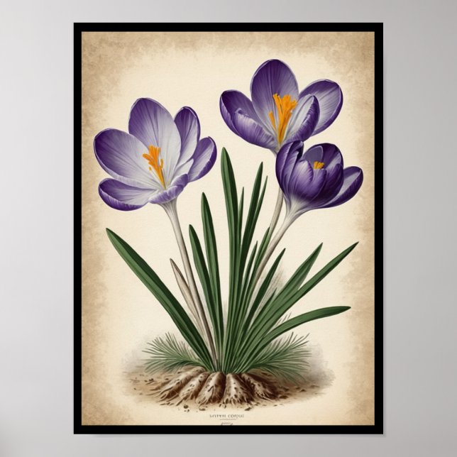 Den vackra Lilan Crocus Sativus Flower Wall Poster (Framsidan)