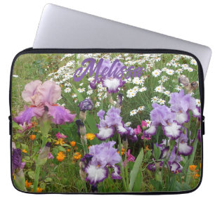 Den vackra Lilan Iris Irises-blommigten Garden Laptop Fodral