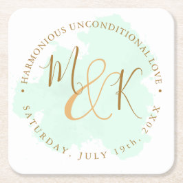 Den vackra Lime Green Elegant Boho Bröllop Underlägg Papper Kvadrat