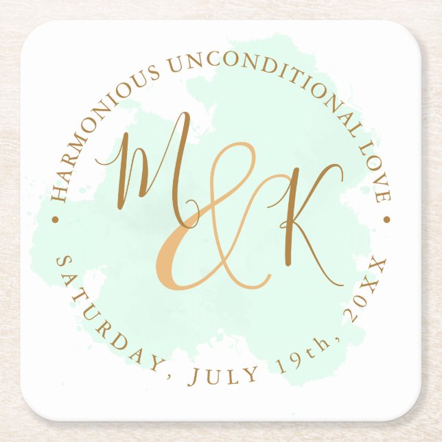 Den vackra Lime Green Elegant Boho Bröllop Underlägg Papper Kvadrat (Framsidan)