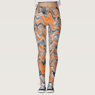 Den vackra ljusa Orangen Vågigt Curvy Linted Mönst Leggings