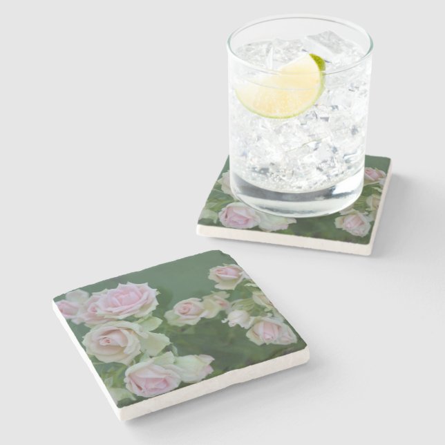 Den vackra ljusa rosa trädgården ro stenunderlägg (Sidan)