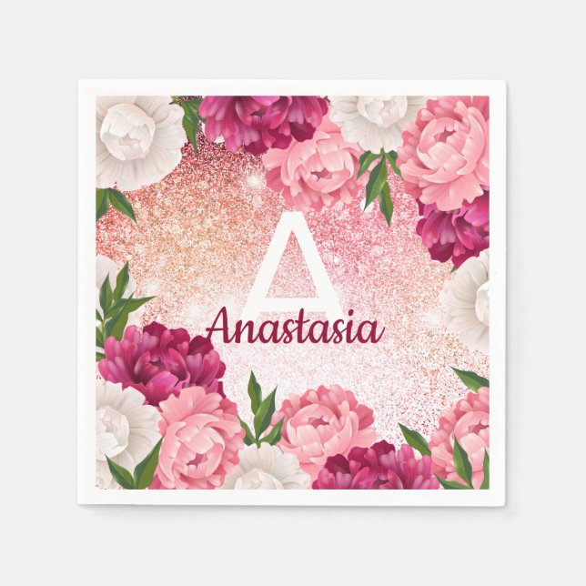 Den vackra lyxen blommigt glitter pappersservett (Framsidan)