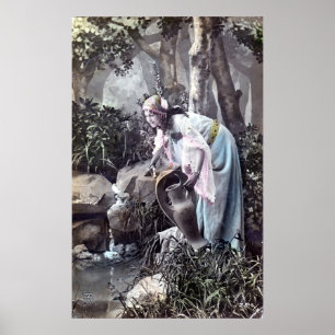 Den vackra Maiden Romantic-Fransken 1906-Vintagen Poster