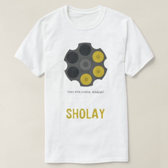 Den vackra modellen Sholay Bollywood Movie Dialog T Shirt (Design framsida)