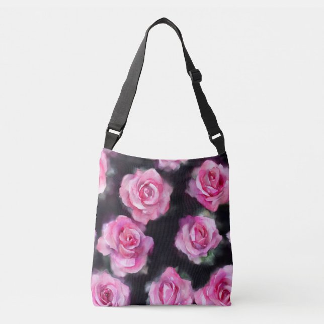 Den vackra moderna vattenfärgssamlingen Rosa ros Axelväska (Framsida)