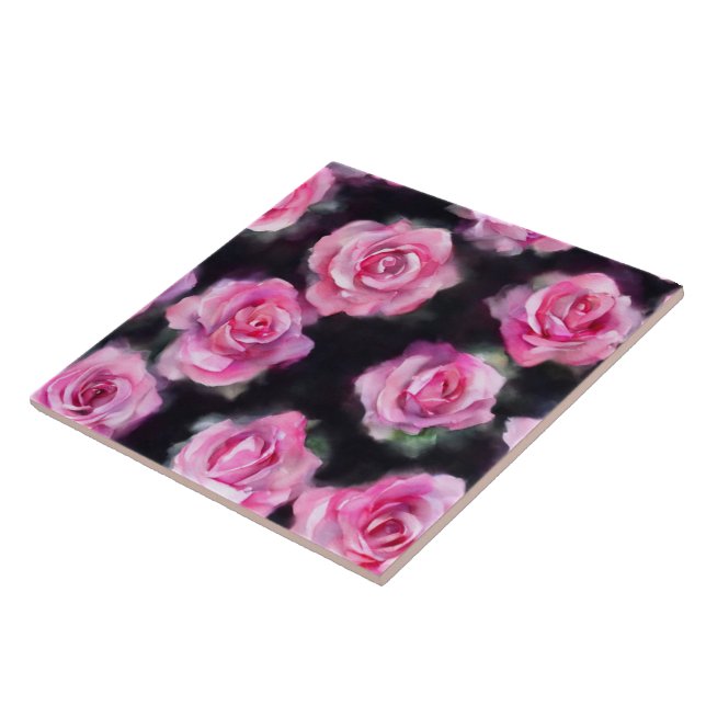 Den vackra moderna vattenfärgssamlingen Rosa ros Kakelplatta (Sidan)