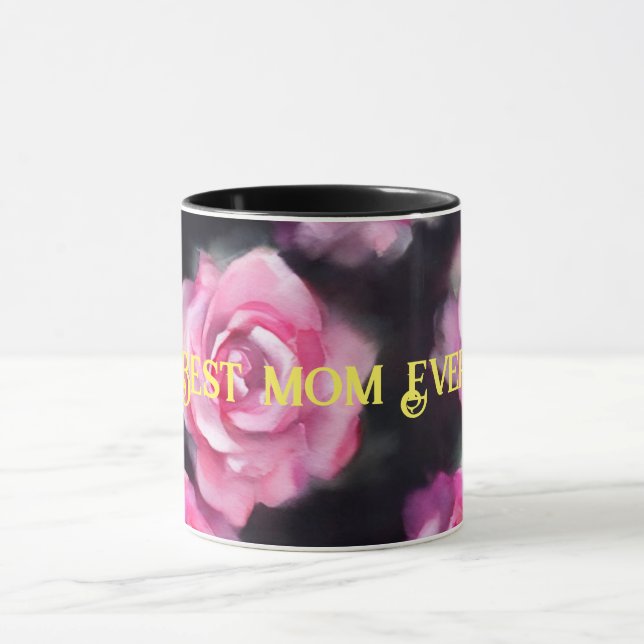 Den vackra moderna vattenfärgssamlingen Rosa ros Mugg (Center)