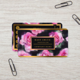 Den vackra moderna vattenfärgssamlingen Rosa ros Visitkort