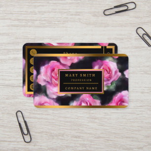 Den vackra moderna vattenfärgssamlingen Rosa ros Visitkort