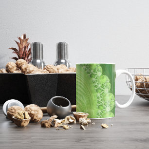 Den vackra monokromatiska Grönten Spiral Fractal Kaffemugg