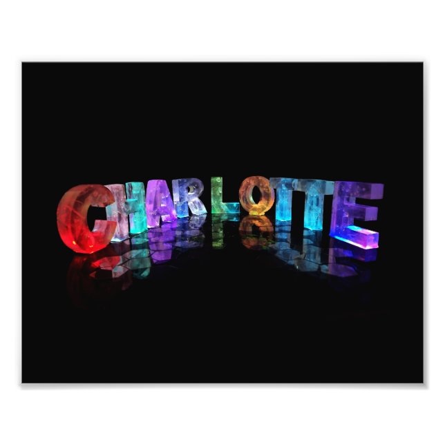 Den vackra Namn Charlotte i 3D Ljus Fototryck (Framsidan)