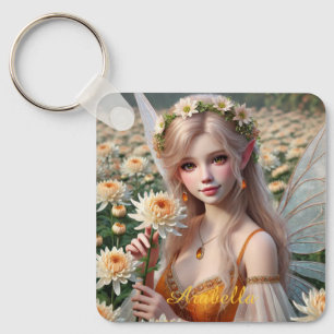 Den vackra november Fairy i Chrysanthemums Nyckelring