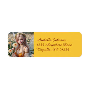 Den vackra november Fairy i Chrysanthemums Returadress Etikett