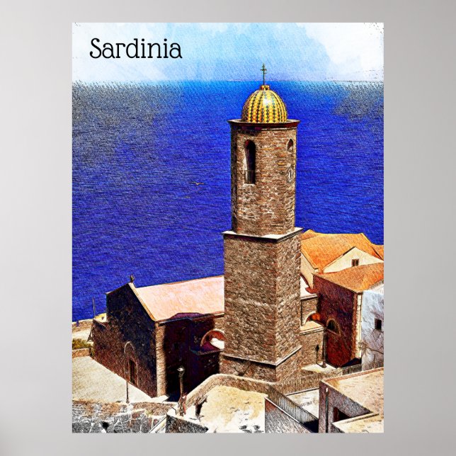 Den vackra ön Sardinien i Italien Poster (Framsidan)