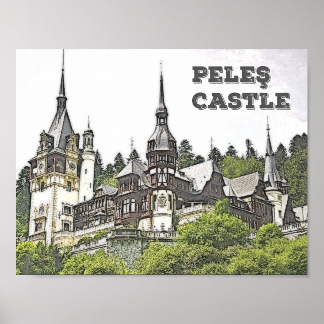 Den vackra Peles-slottet i Rumänien Poster (Framsidan)