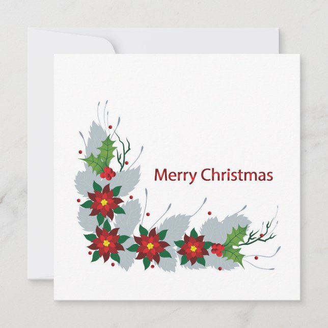 Den vackra Ponsettia Flowers Unik design Julkort (Framsida)
