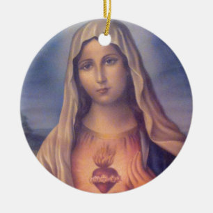 Den vackra Religiösan Helig Hjärtat från Virgin Julgransprydnad Keramik