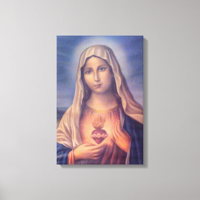 Den vackra Religiösan Helig Hjärtat från Virgin Ma Canvastryck (Framsida)