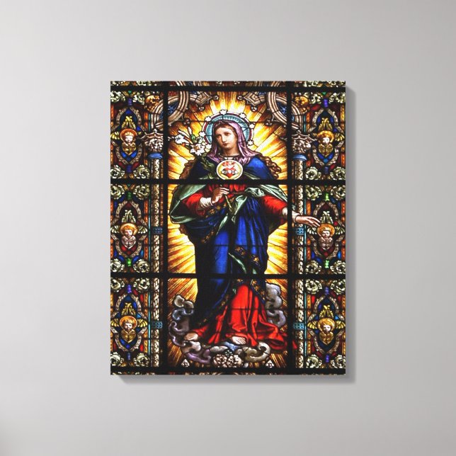 Den vackra Religiösan Helig Hjärtat från Virgin Ma Canvastryck (Framsida)