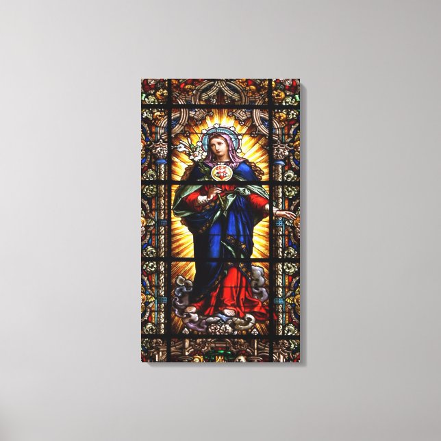 Den vackra Religiösan Helig Hjärtat från Virgin Ma Canvastryck (Framsida)