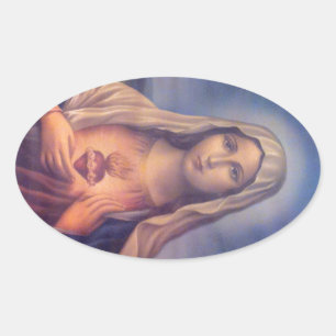 Den vackra Religiösan Helig Hjärtat från Virgin Ma Ovalt Klistermärke