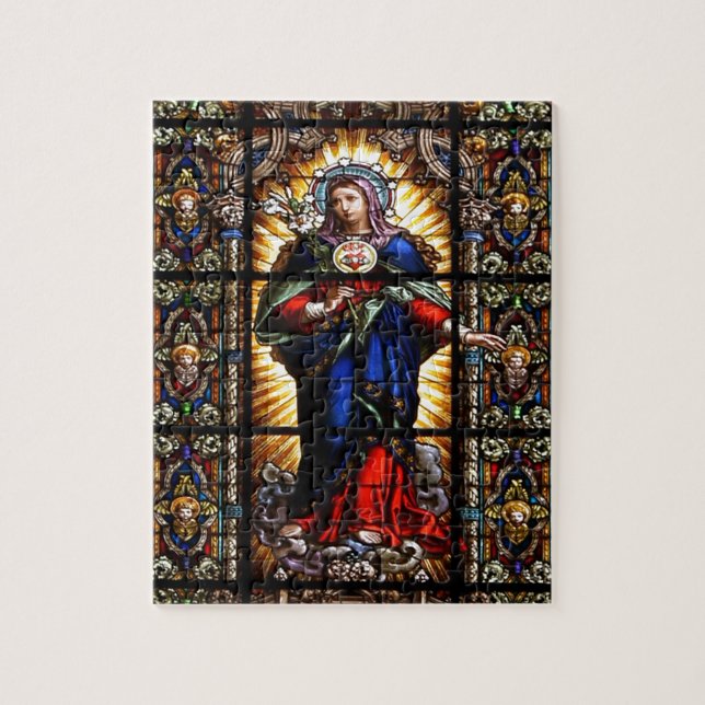 Den vackra Religiösan Helig Hjärtat från Virgin Ma Pussel (Vertikal)