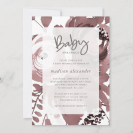 Den vackra Ro Färg-Blommigten  Baby Sprinkle Inbjudningar