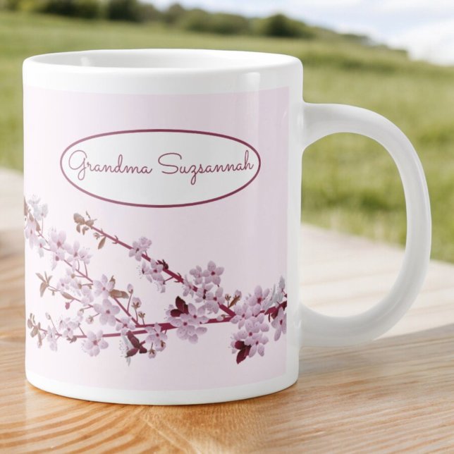 Den vackra Rosa Cherry Blommar Anpassningsbar 2-si Jumbo Mugg (Skapare uppladdad)