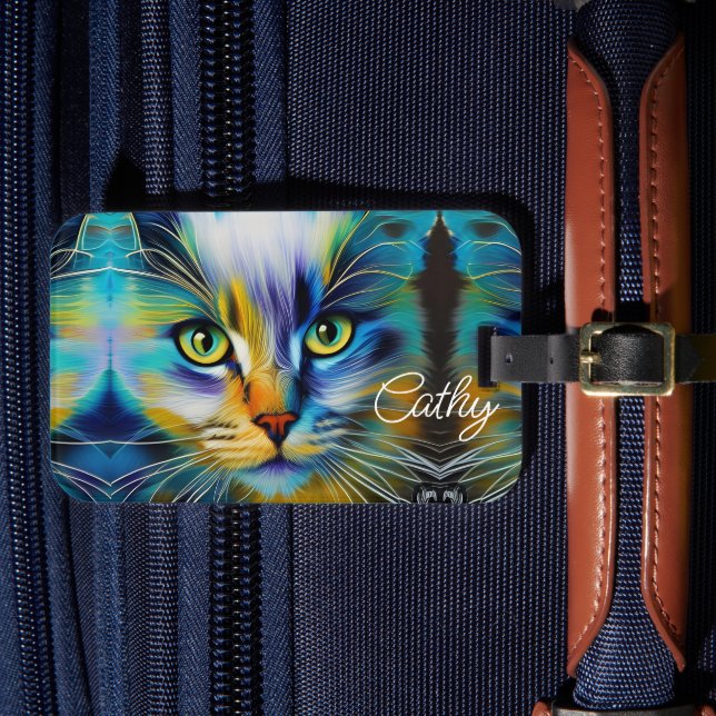 Den vackra Siamese Kitten blue grönt guld Bagagebricka (Framsida Insitu 4)