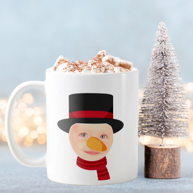 Den vackra Snögubbe Ansikte-julen Mugg (Snowman Photo Mug)