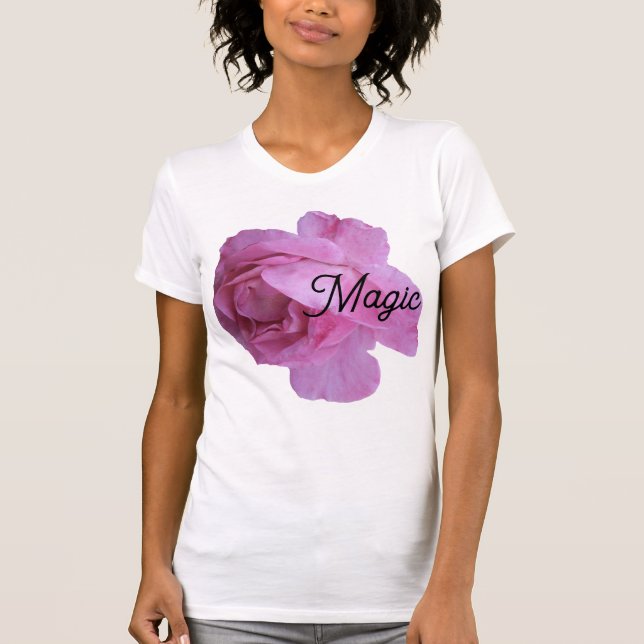 Den vackra söt rosa ros magiska snyggten elegant t shirt (Framsida)