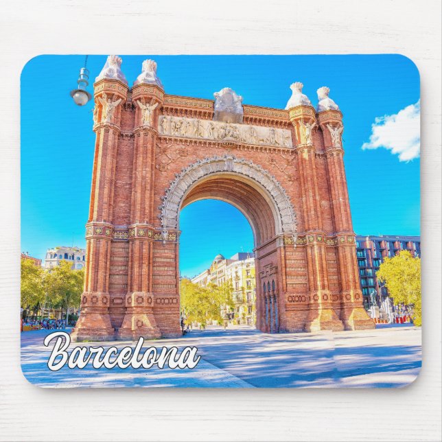 Den vackra staden Barcelona, Spanien Musmatta (Framsidan)