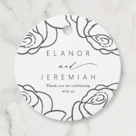 Den vackra svarta Blommigten Bröllop Tack Gåvor Etiketter