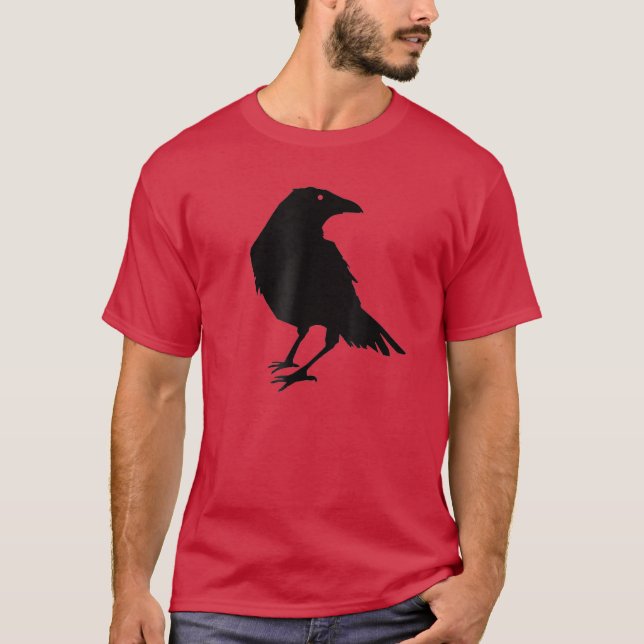 Den vackra svarta Kråkan Raven Bird Silhouette T Shirt (Framsida)